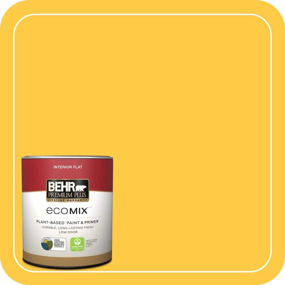 BEHR PREMIUM PLUS 1 qt. #P290-6 English Daisy Flat EcoMix Plant-Based Interior Paint & Primer (1)