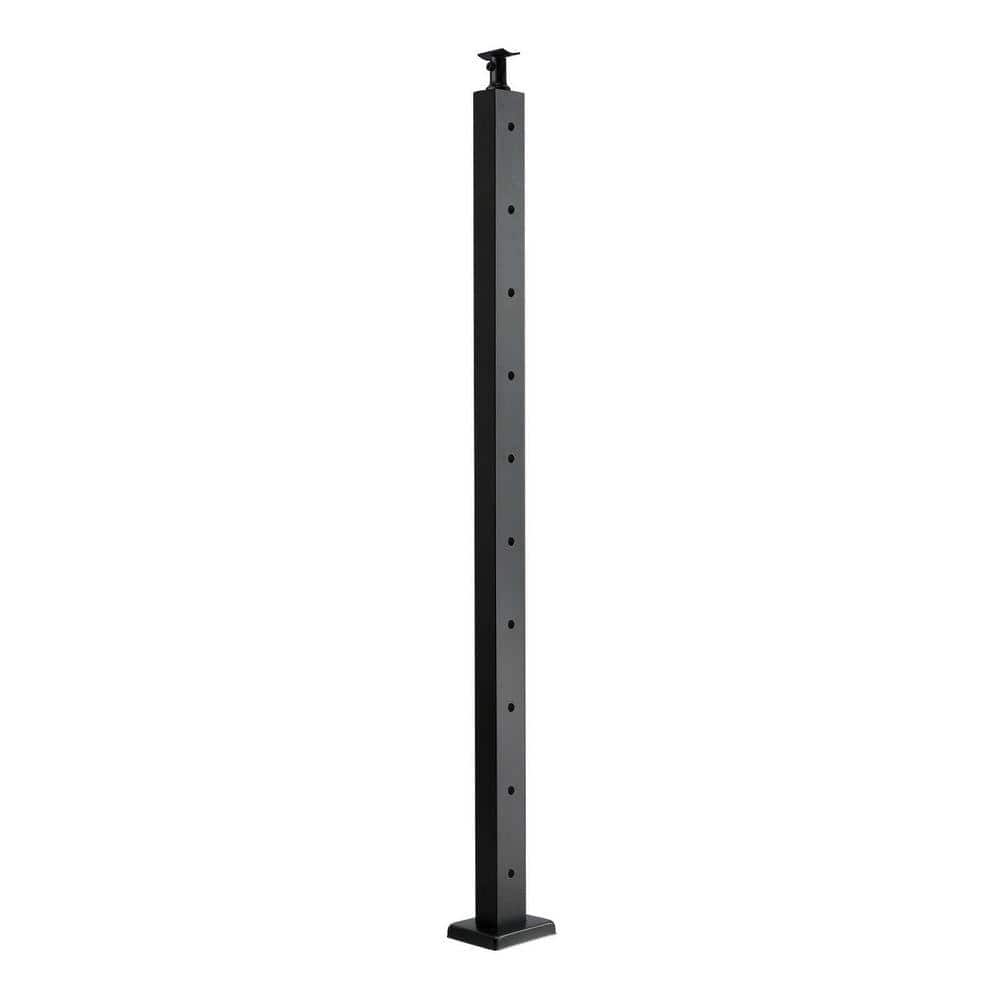 iminuo 36 in. x 2 in. x 2 in. 1-Pack Cable Railing Post Horizontal-Hole Deck Railing Post with Pre-Drilled Holes