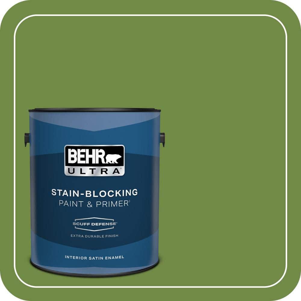 BEHR ULTRA 1 gal. #S-H-420 Shamrock Extra Durable Satin Enamel Interior Paint & Primer (1)