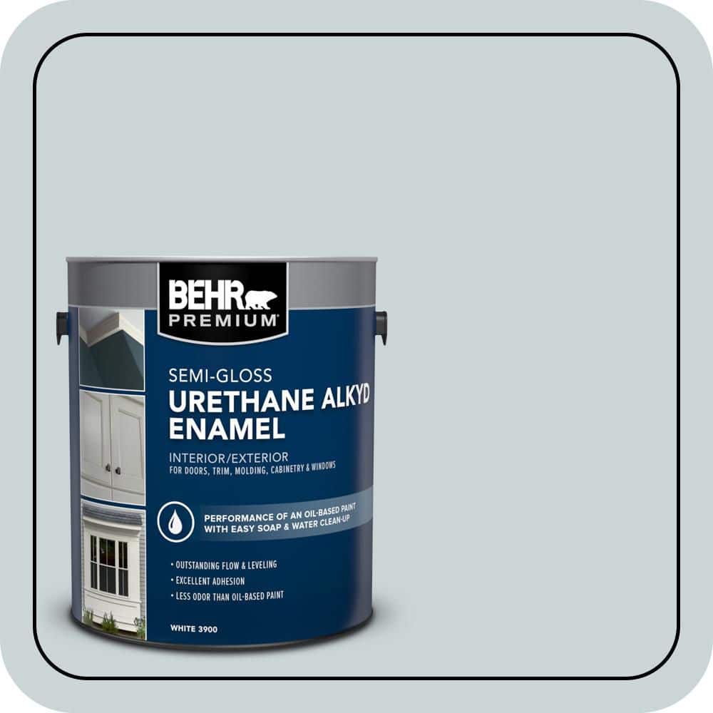 BEHR PREMIUM 1 gal. #N470-1 Ash Blue Urethane Alkyd Semi-Gloss Enamel Interior/Exterior Paint