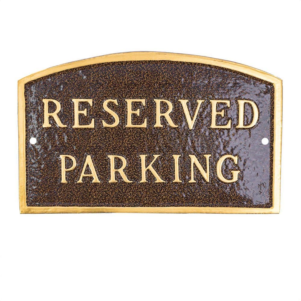 Montague Metal Products 13 in. x 21 in. Large Arch Reserved Parking Statement Plaque Sign-Hammered Bronze