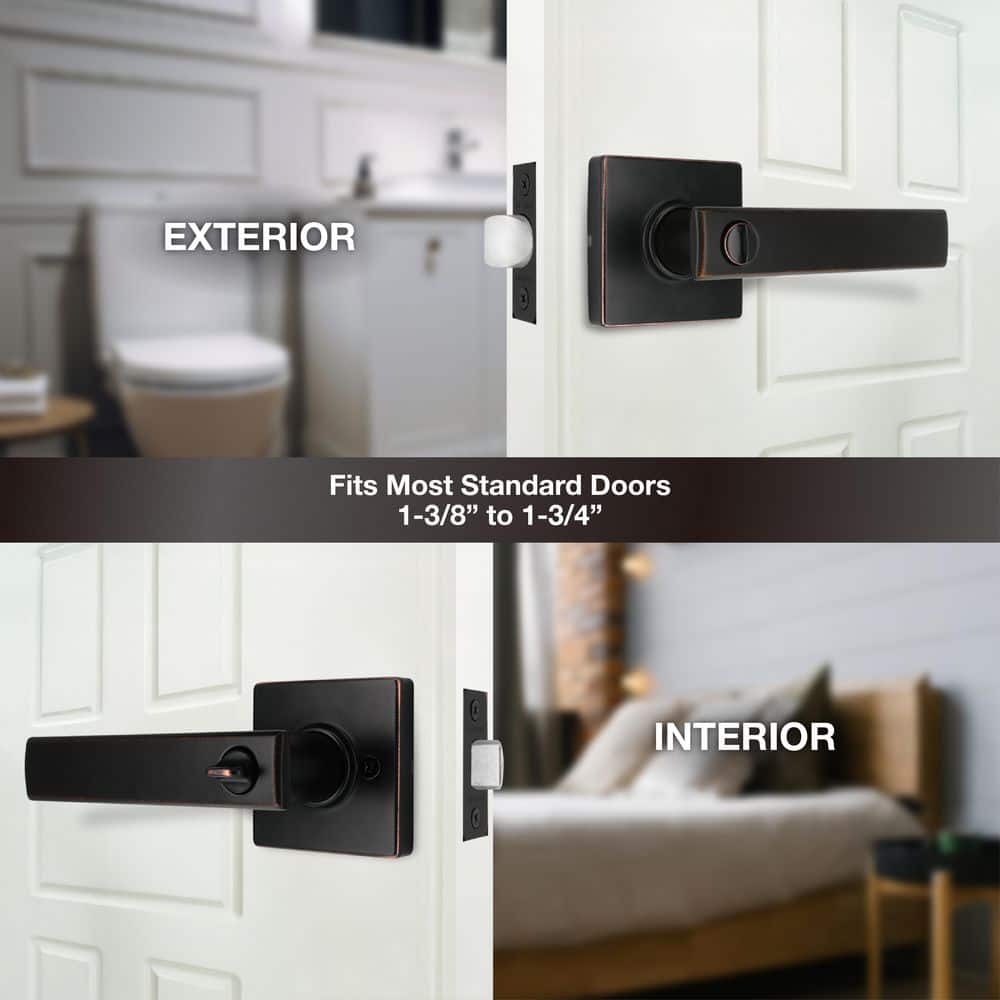 Defiant Westwood Aged Bronze Bed/Bath Door Handle with Square Rose (4-Pack) (2)