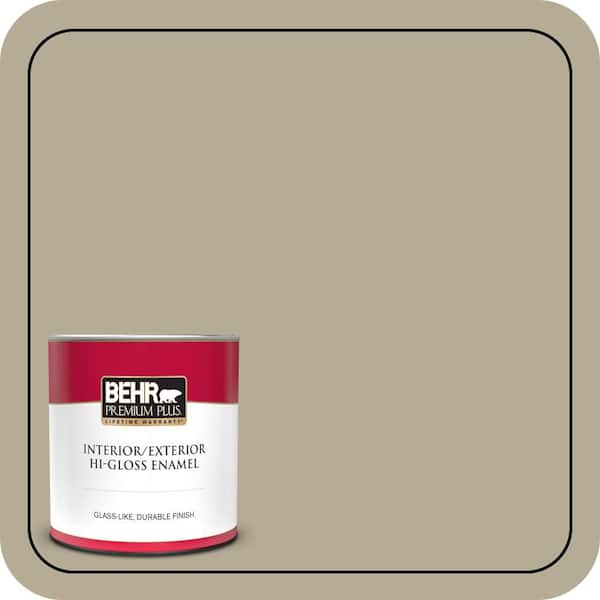 BEHR PREMIUM PLUS 1 qt. #N330-4 Explorer Khaki Hi-Gloss Enamel Interior/Exterior Paint & Primer (2)