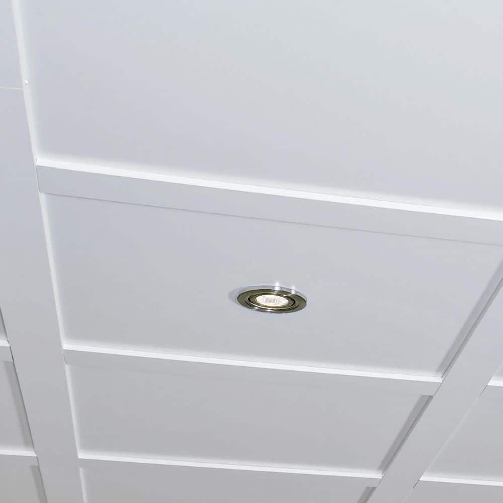 HOUSE OF FARA Embassy Ceilings Finished White 2 ft. x 2 ft. Modern MDF Square Suspended Ceiling Tile (100 Total sq. ft. /Case) (1)