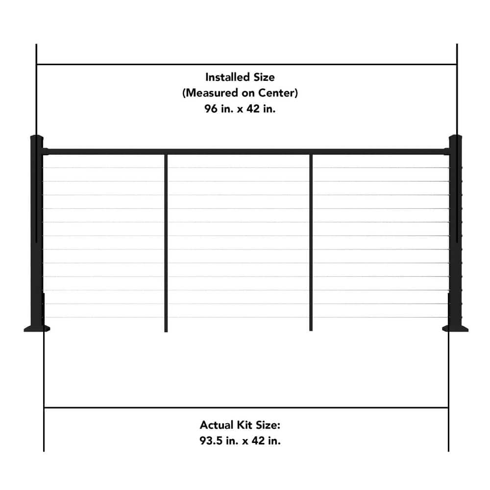 Deckorators Cable Rail 8 ft. Textured Black Aluminum Stair Top Rail for Cable Railing System (3)