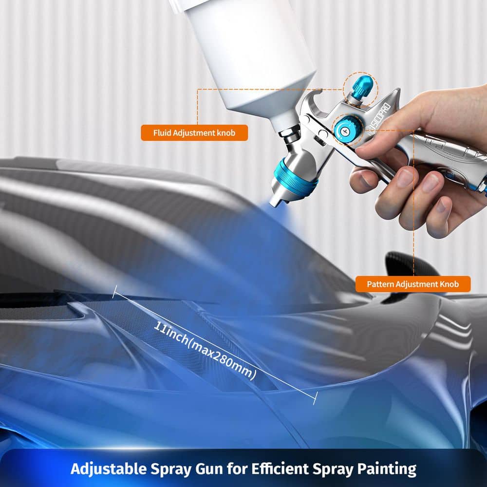 S SICOPRO HVLP Air Spray Gun Kit with Multiple Nozzle Sizes and Air Regulator for Automotive Paint and Home Projects (3)