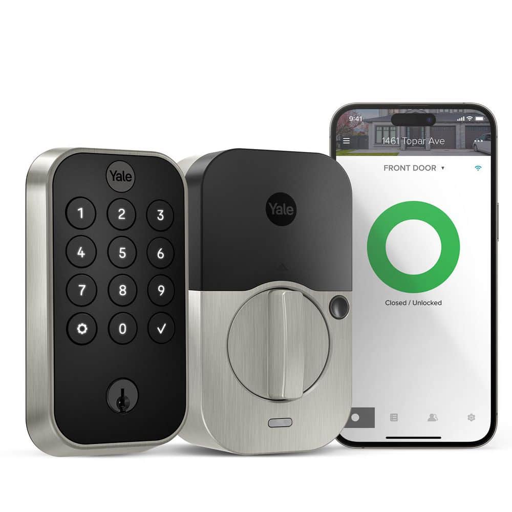 Yale Smart Door Lock with WiFi and Pushbutton Keypad, Satin Nickel Single Cylinder Deadbolt