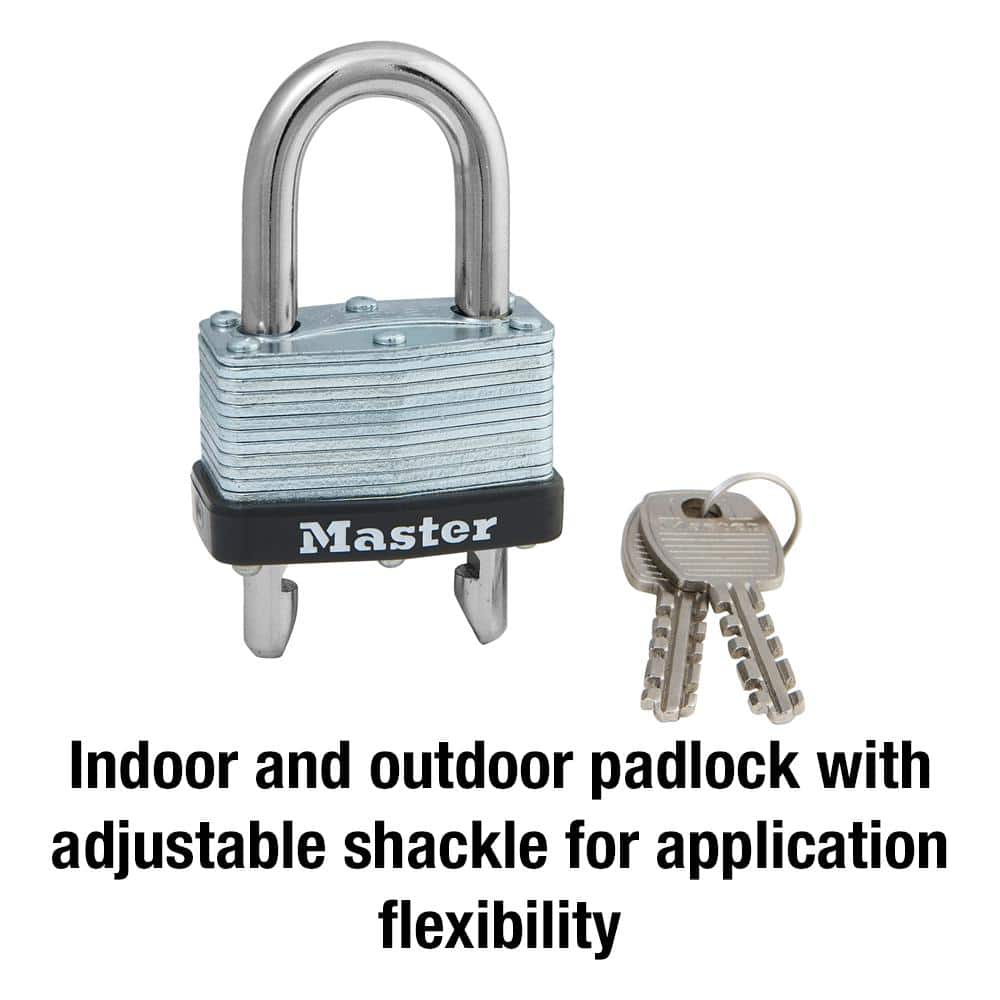 Master Lock Lock with Key, 1-3/4in. Wide, Adjustable Shackle (3)