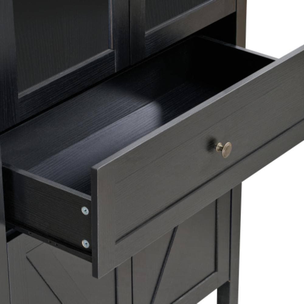 Unbranded 31.5 in. W x 15.75 in. D x 71.65 in. H Bathroom Black Linen Cabinet (3)