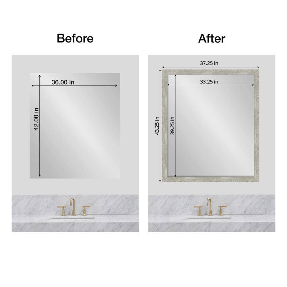 Amanti Art Mirror Makeover Dove Greywash Narrow 43.25 in. W x 37.25 in. H Bathroom Mirror Frame Border Kit-Fits a 42 x 36 Mirror (3)