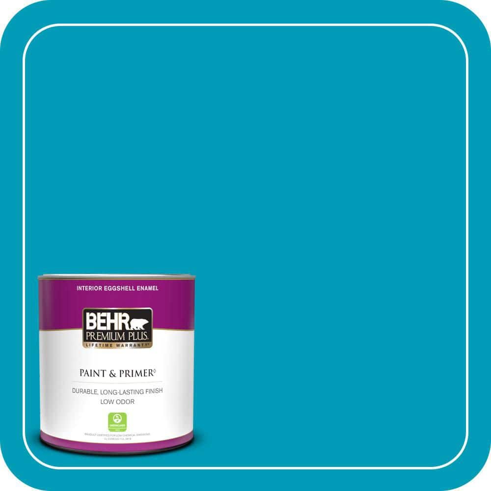 BEHR PREMIUM PLUS 1 qt. #520B-6 Brilliant Sea Eggshell Enamel Low Odor Interior Paint & Primer (1)