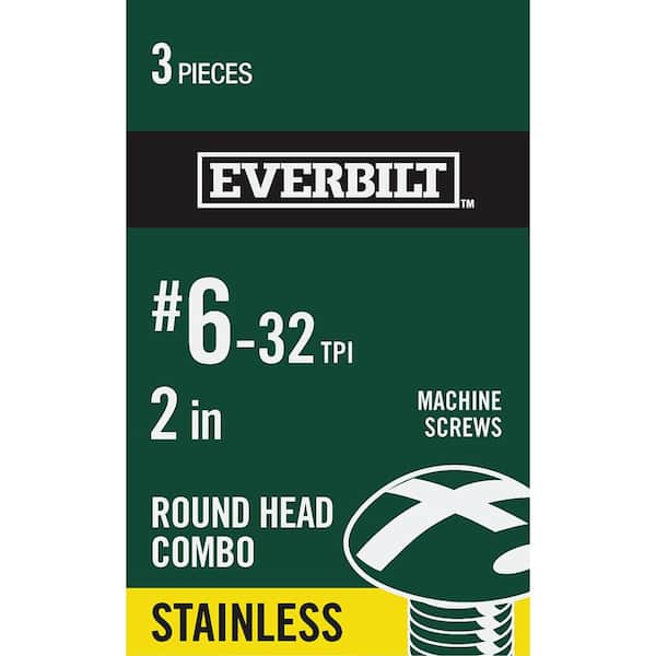 Everbilt #6-32 x 2 in. Stainless Steel Combo Round Head Machine Screw (3-Pack) (2)
