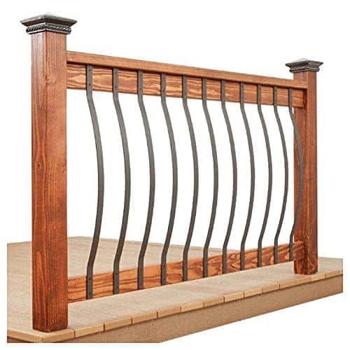 Afoxsos 36 in. x 1 in. Black Heavy Duty Cast Iron Deck Wave Arc Baluster with Screws for Outdoor Stair Deck-(51-Pack) (2)