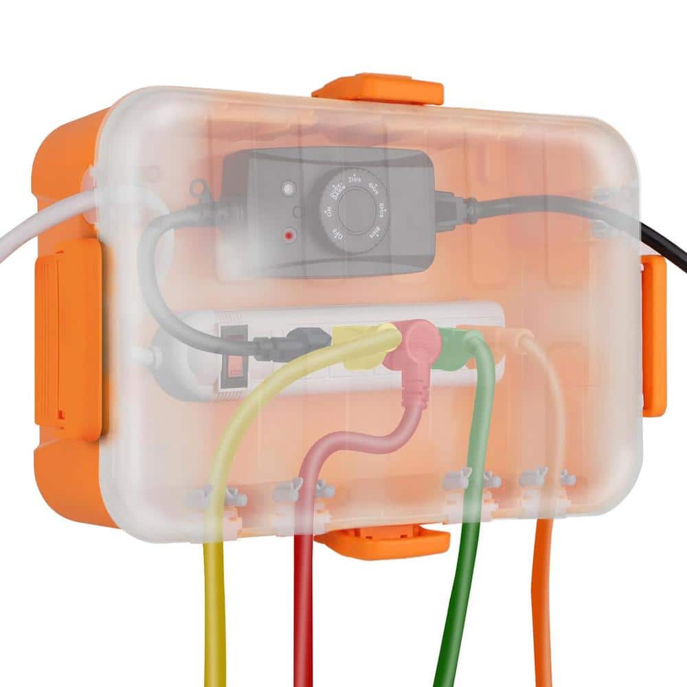Ahfiwaso 12.5in. L x 8.5in. W x 5in. H IP54 Waterproof Electrical Box w/Transparent Lid Clear Cover 6 Cable Entry Ports, Orange (2)
