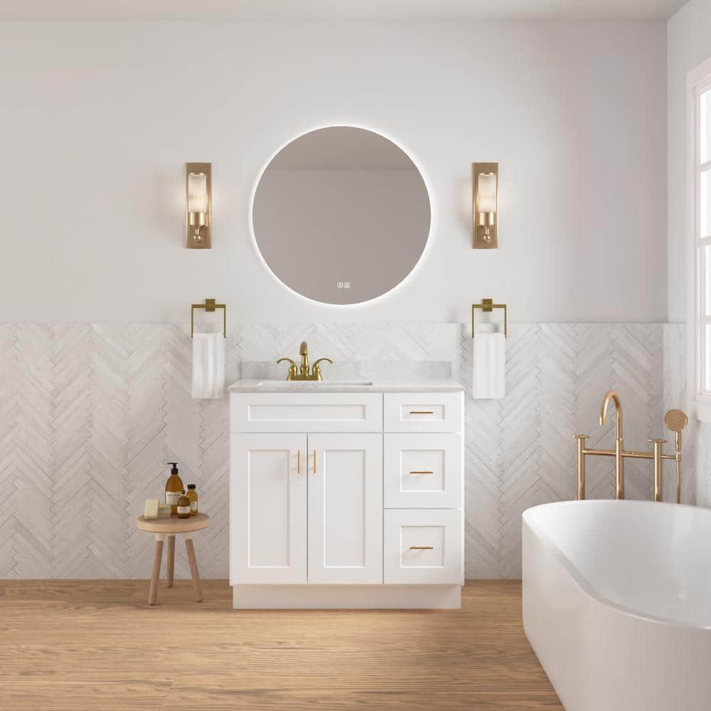 RoomyLife Easy-DIY Combo Bases - Drawers Right W 21 in. D 34.5 in. H Bath Vanity Cabinet without Top (2)