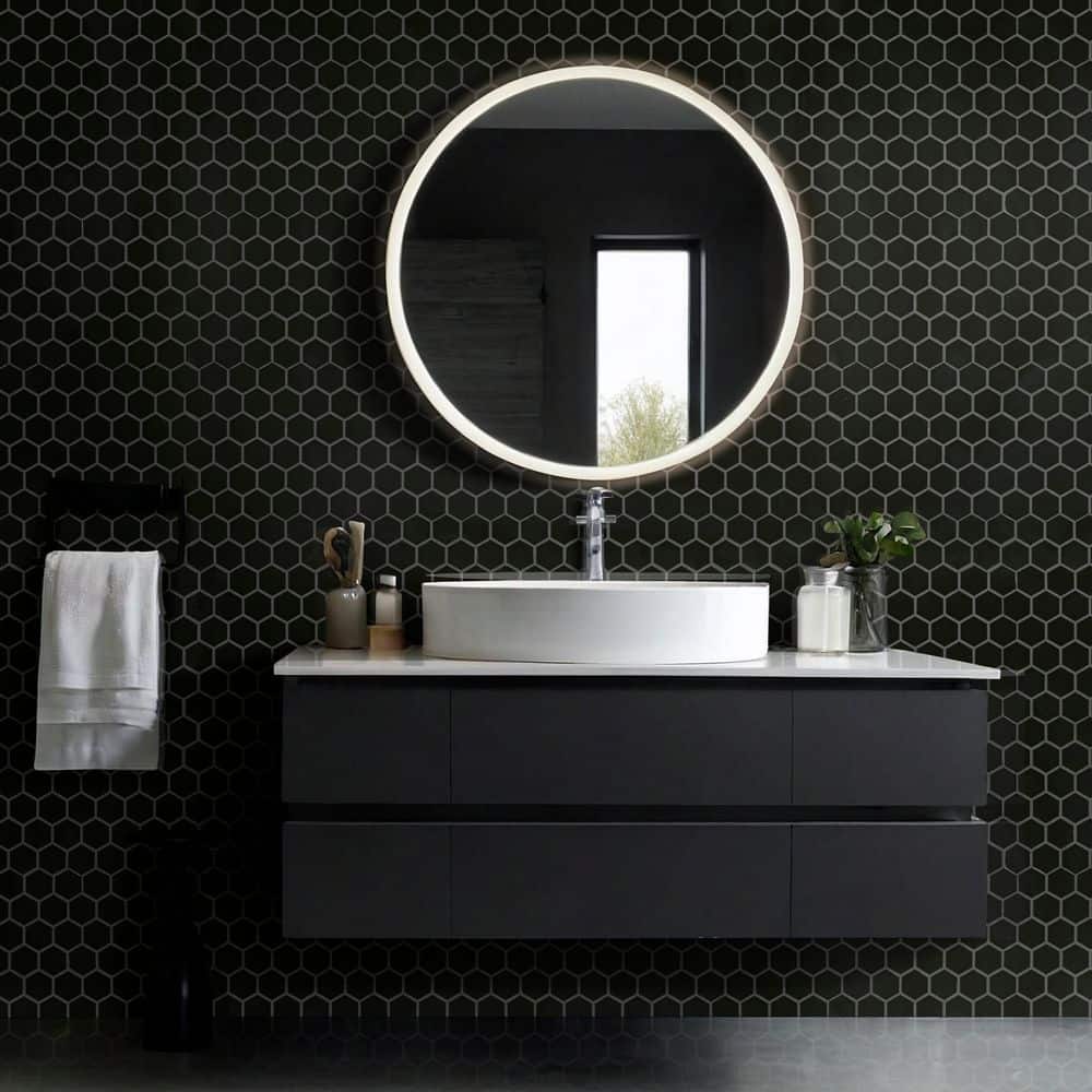 MSI Retro Nero 2in. Hexagon 11in.x12in.x 0.24in. Matte Porcelain Floor and Wall Mesh-Mounted Mosaic Tile (0.96 sq. ft./Each) (4)