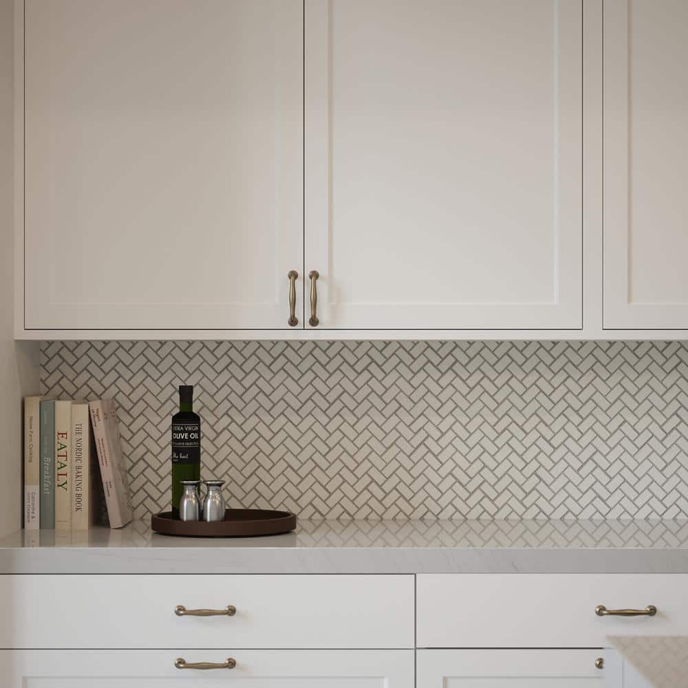 Jeffrey Court Floeberg Off-White 11.125 in. x 11.125 in. Herringbone Glossy Porcelain Wall and Floor Mosaic Tile (0.859 sq. ft. /Each) (3)