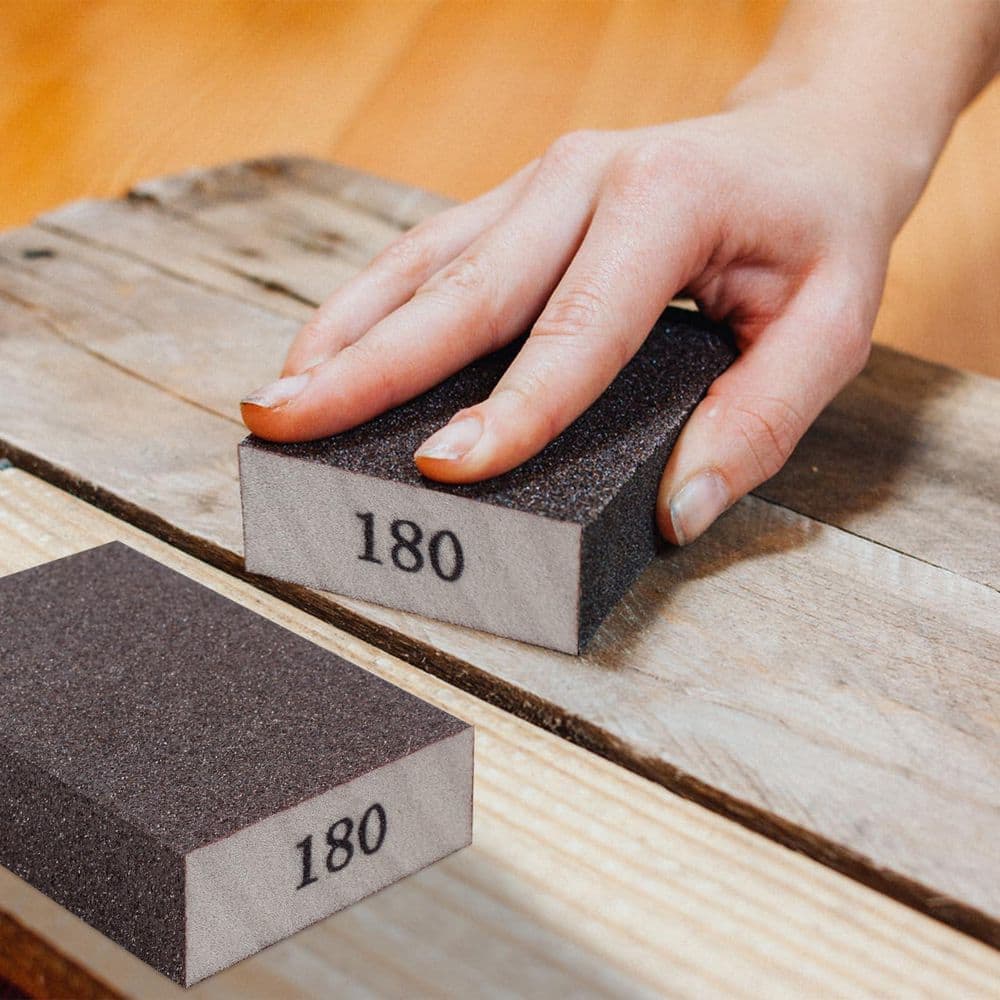 Unbranded High-Density Sponge Sanding Block, 180 Grit Washable and Reusable Sandpaper Sponge for Wood Metal Drywall (8-Pack) (2)