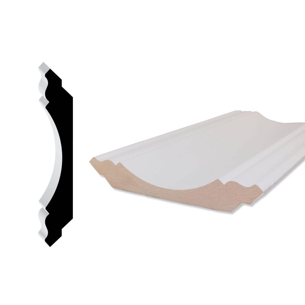 HOUSE OF FARA 1 in. D x 6-3/8 in. W x 96 in. L Primed MDF Crown Moulding (2)