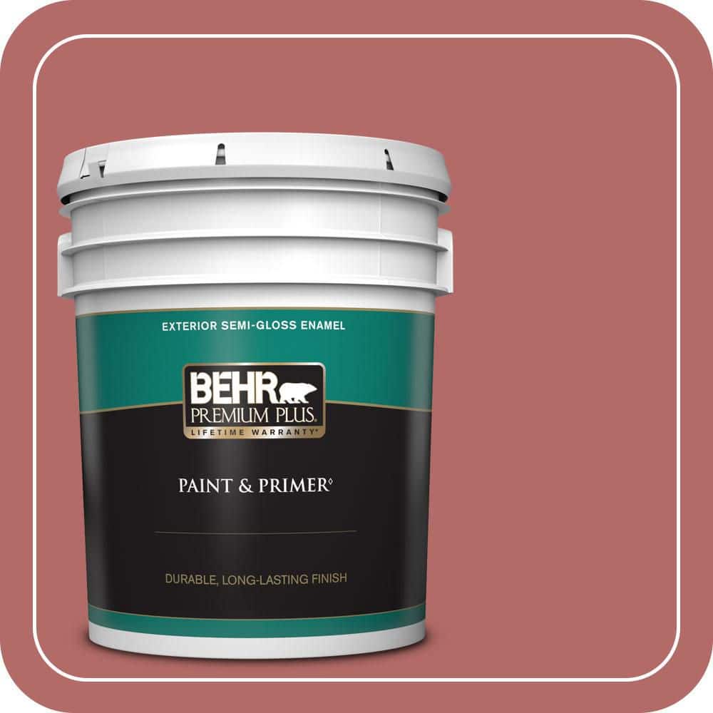 BEHR PREMIUM PLUS 5 gal. #PMD-12 Desert Rose Semi-Gloss Enamel Exterior Paint & Primer