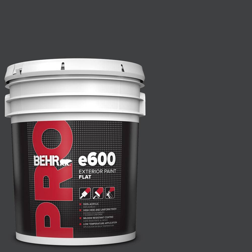 BEHR PRO 5 gal. #HDC-MD-04 Totally Black Flat Exterior Paint