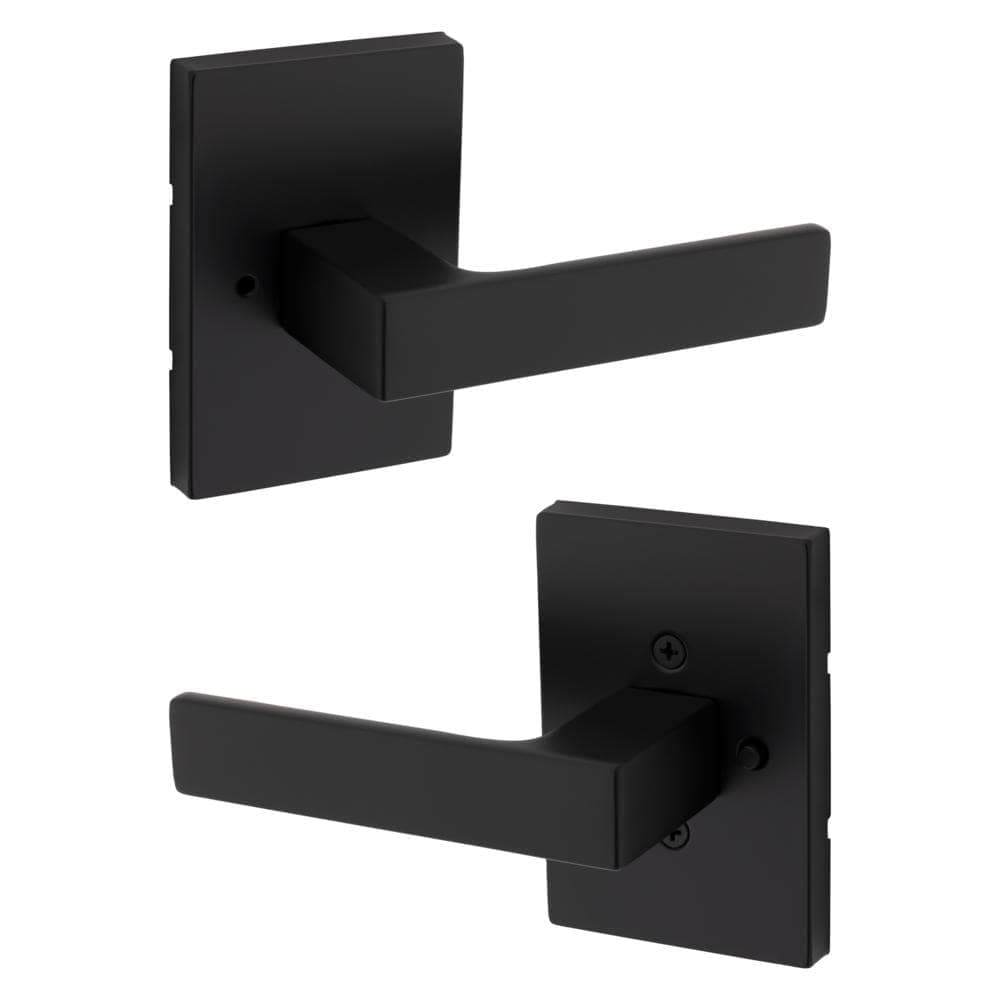 Kwikset Singapore Matte Black Rectangular Straight Bed/Bath Door Handle