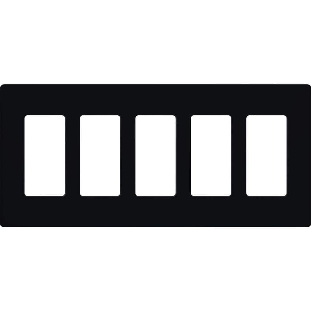 Lutron Claro 5 Gang Wall Plate for Decorator/Rocker Switches, Gloss, Black (CW-5-BL) (1-Pack)