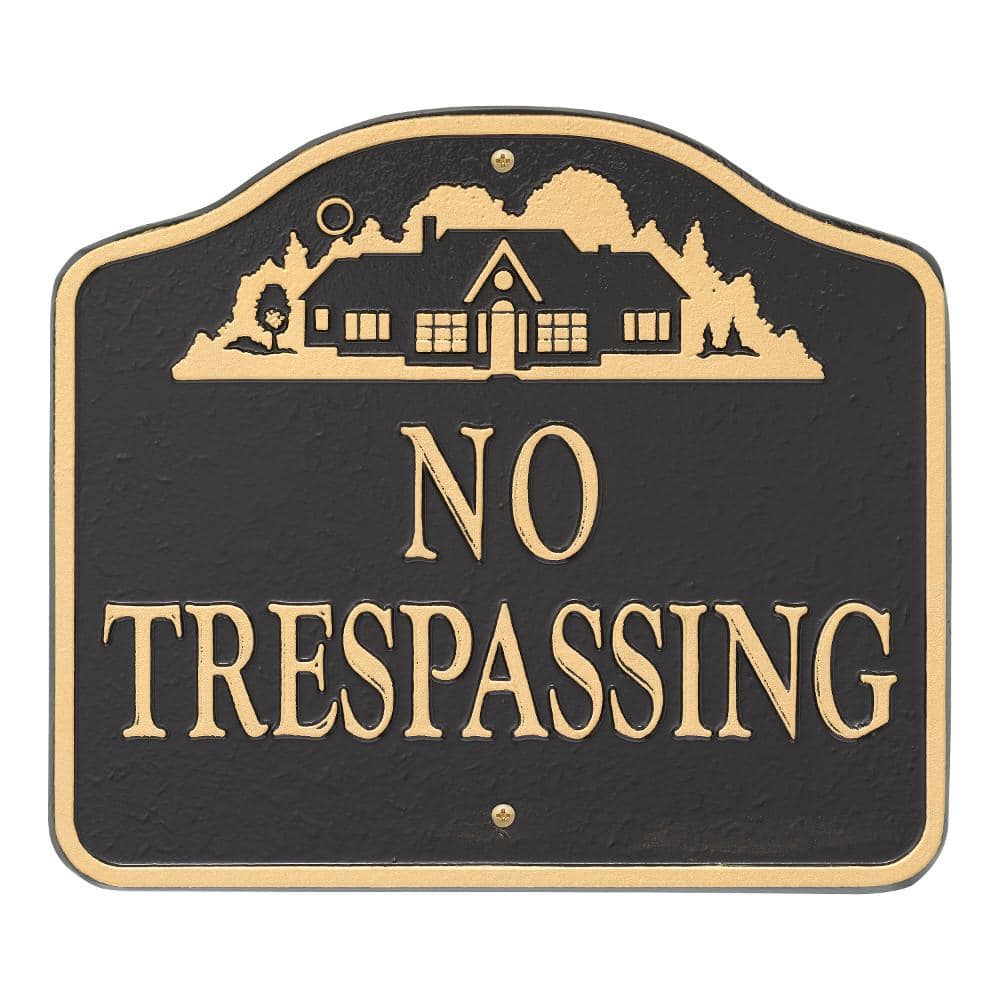 Unbranded No Trespassing Sign, Cast Aluminum - Wall or Lawn Mounting