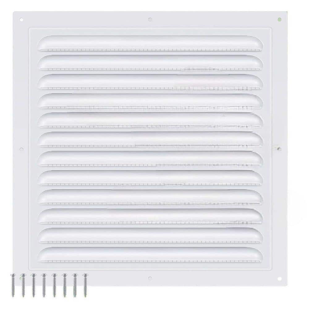 KIWDZFU 12 x 12 Inch Square White Aluminum Attic Gable Wall Shed Vent with Screen Mesh for Exterior Door House Ceiling (1)