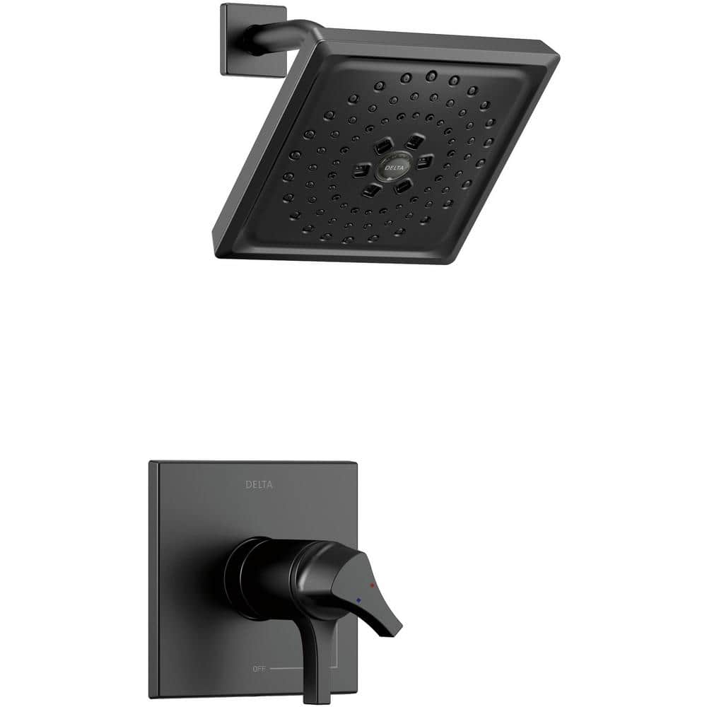 Delta Zura TempAssure 1-Handle Shower Faucet Trim Kit with H2Okinetic Spray in Matte Black (Valve Not Included) (1)