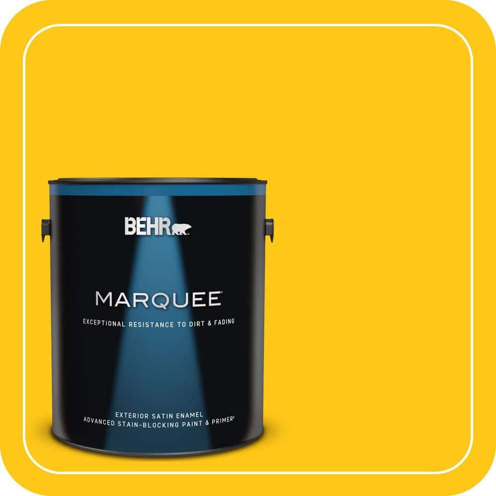 BEHR MARQUEE 1 gal. #P300-7 Unmellow Yellow Satin Enamel Exterior Paint & Primer