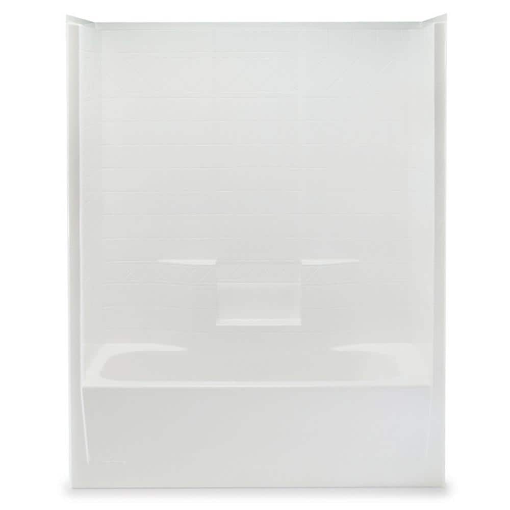 Aquatic Everyday 60 in. x 32 in. x 76 in. 1-Piece Bath and Shower Kit with Left Drain in White (2)