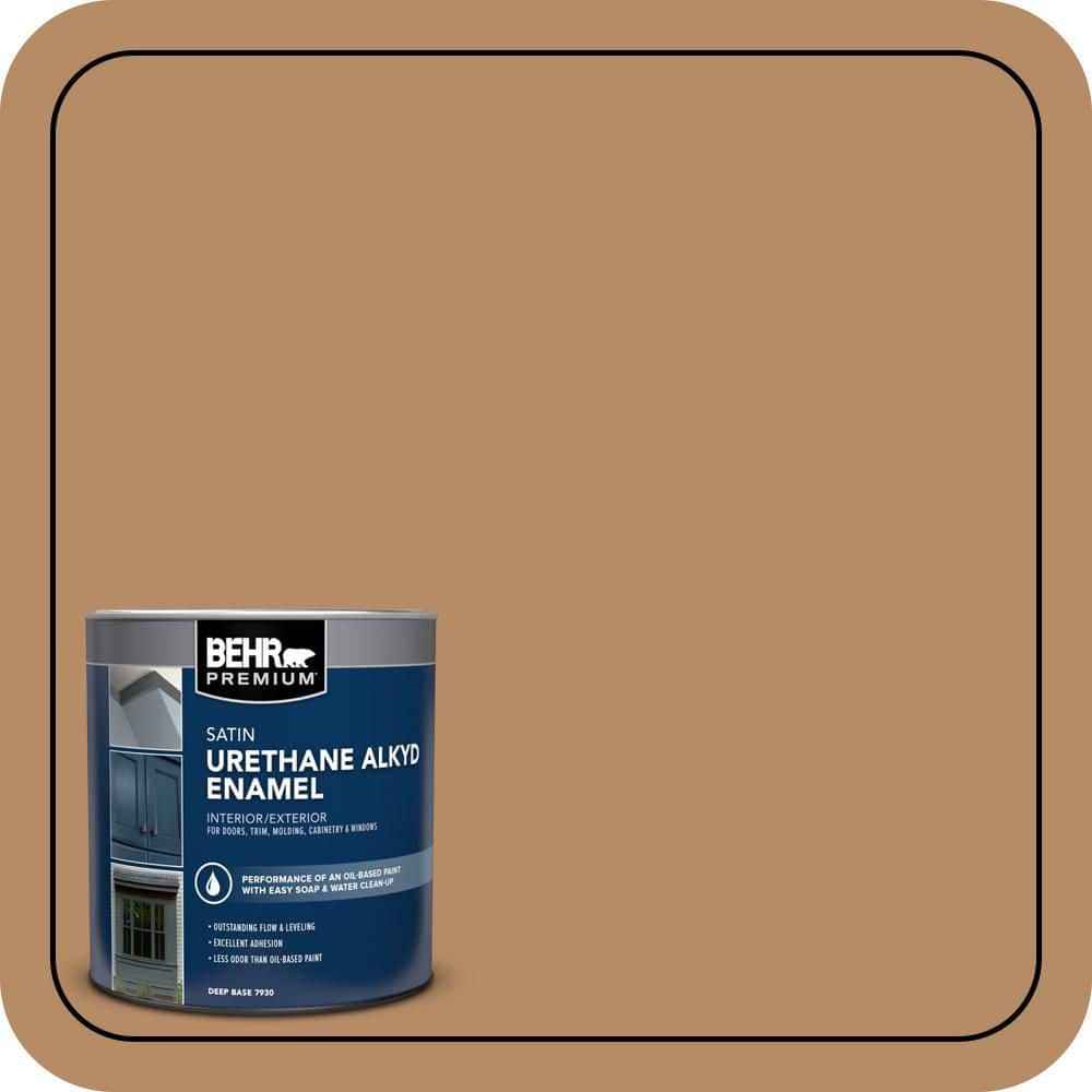 BEHR PREMIUM 1 qt. #AE-23 Light Oak Satin Enamel Urethane Alkyd Interior/Exterior Paint (1)