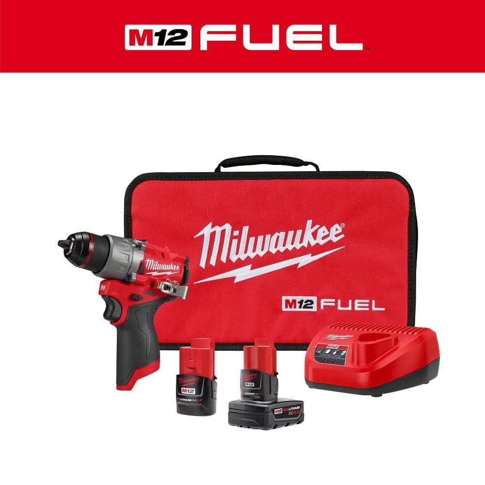 Milwaukee M12 FUEL 12V Lithium-Ion Brushless Cordless 1/2 in. Drill Driver Kit with 4.0Ah and 2.0Ah Battery and Soft Case