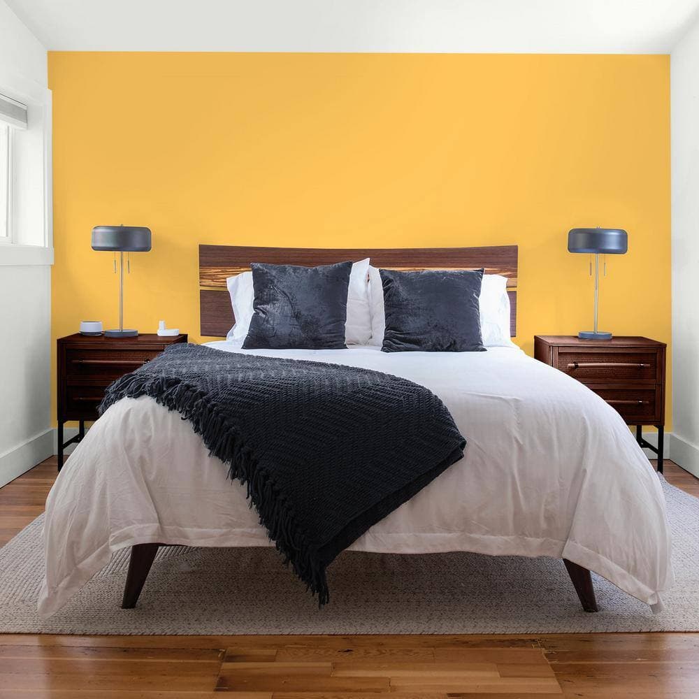 Glidden Premium 1 gal. PPG1209-5 Yellow Coneflower Flat Interior Latex Paint (4)