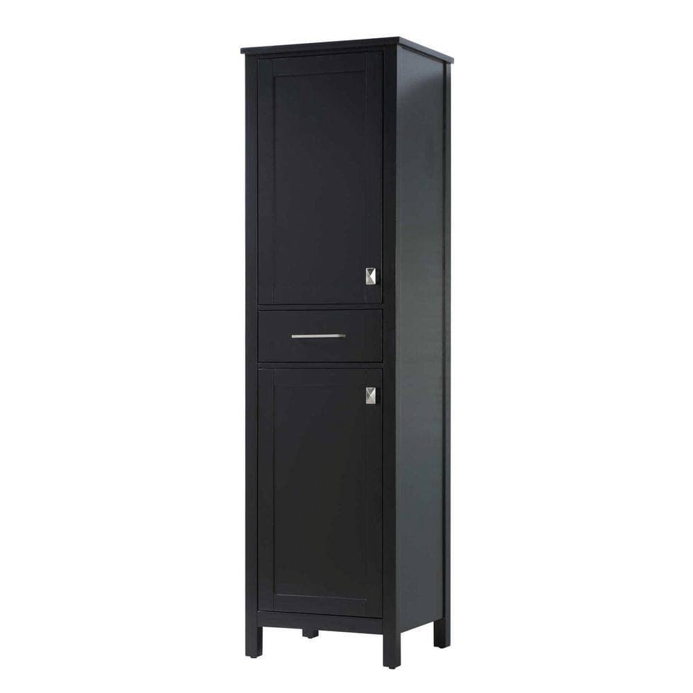 TIMELESS HOME 20 in. W x 18 in. D x 72 in. H Black Freestanding Linen Cabinet (2)