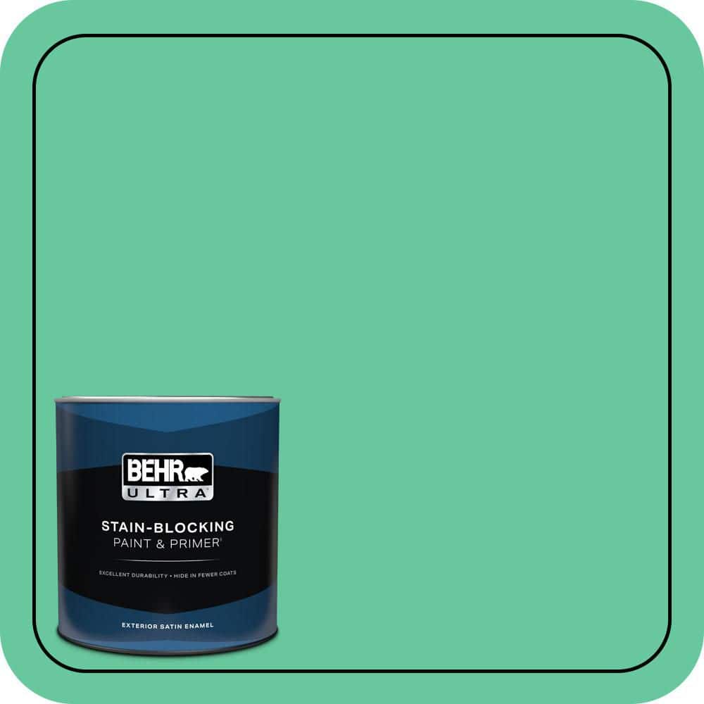 BEHR ULTRA 1 qt. #470B-4 Intense Jade Satin Enamel Exterior Paint & Primer