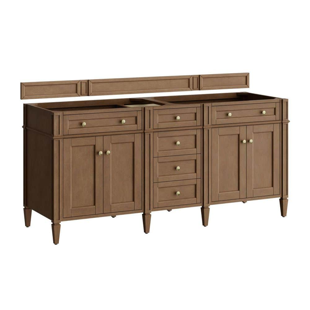 James Martin Vanities Brittany 71.8 in. W x 22.9 in. D x 32.6 in. H Double Bath Vanity Cabinet without Top in Pecan (1)