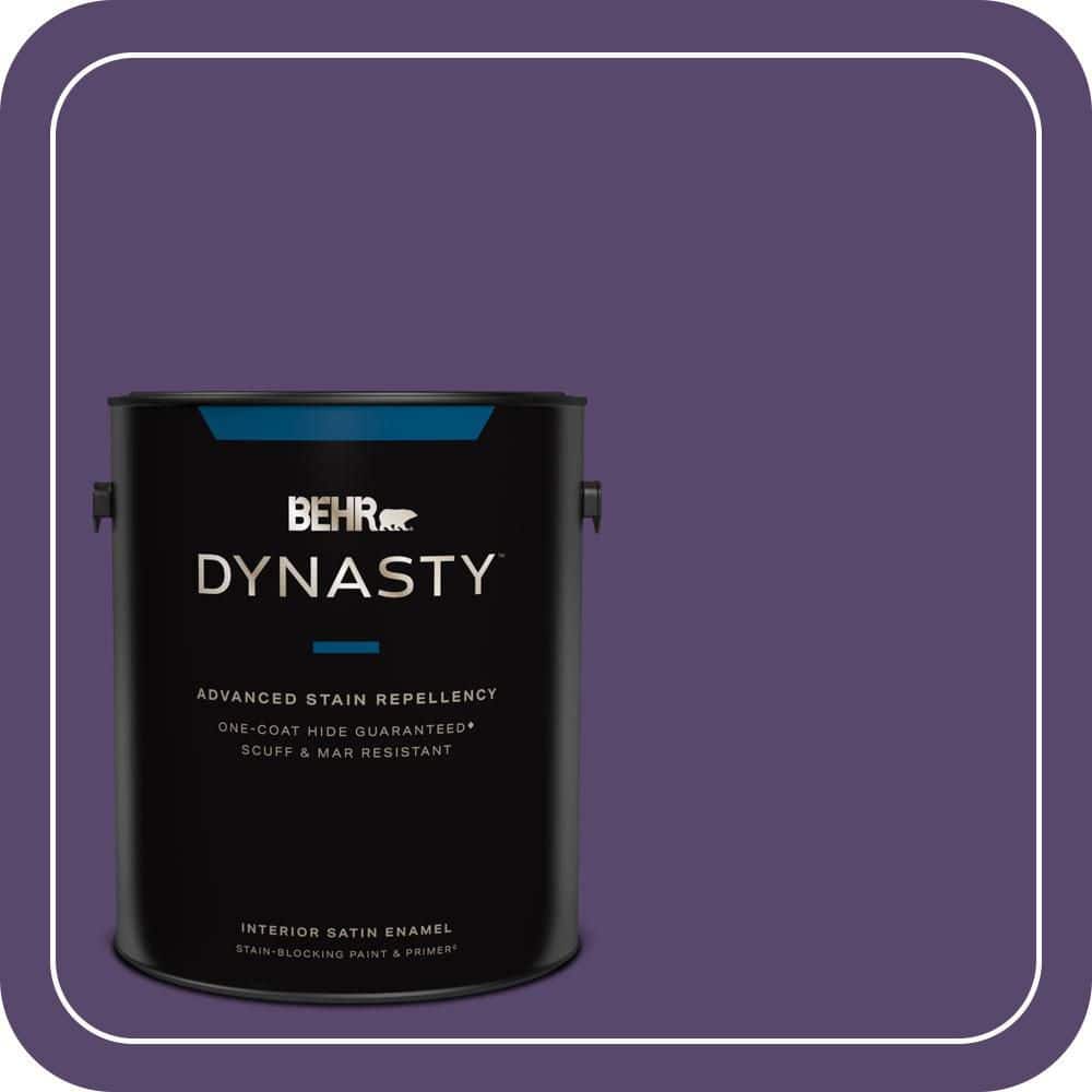 BEHR DYNASTY 1 gal. #P570-7 Proper Purple One-Coat Hide Satin Enamel Interior Stain-Blocking Paint and Primer