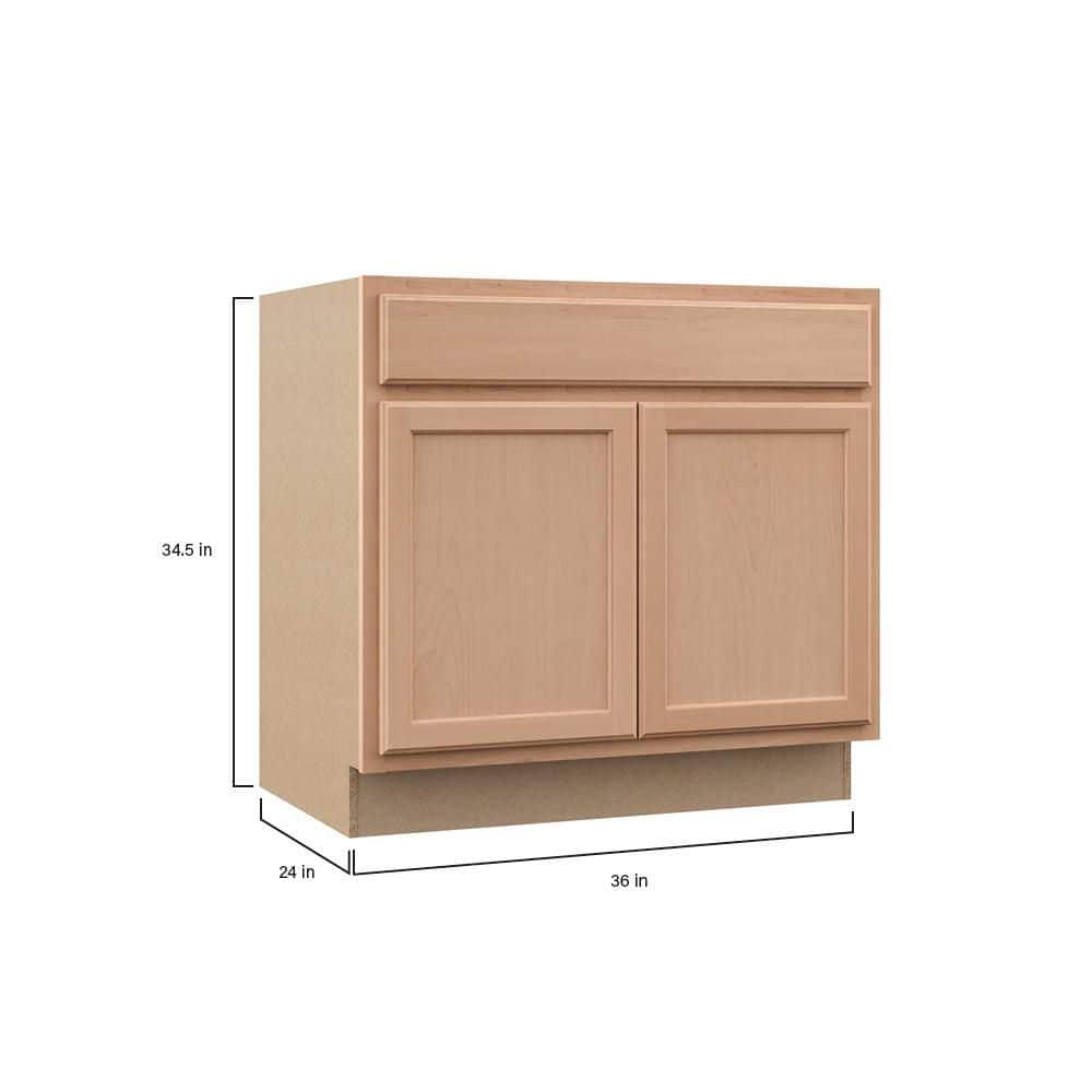 Hampton Bay Recessed Panel 36 in. W x 24 in. D x 34.5 in. H Assembled Sink Base Kitchen Cabinet in Unfinished (4)