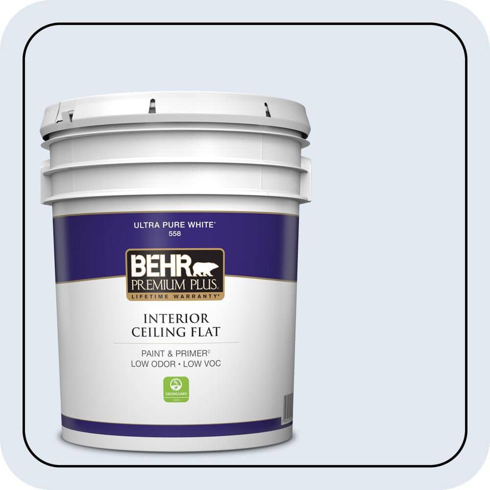 BEHR PREMIUM PLUS 5 gal. #M540-1 Bellflower Blue Ceiling Flat Interior Paint & Primer (1)