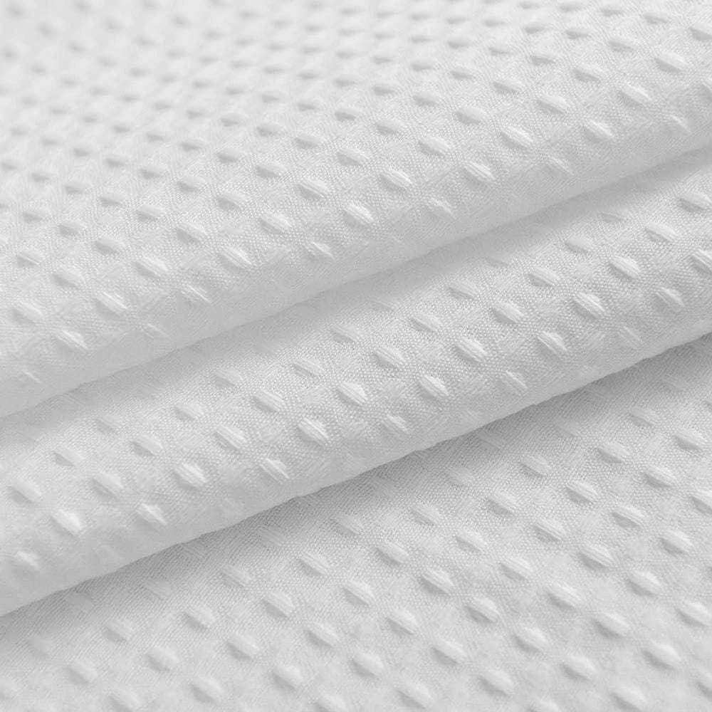JFVKAF Waffle Weave 42 in. x 72 in. Fabric Shower Curtain Heavyweight Water Repellent Hotel Luxury Spa White Pique Pattern (3)