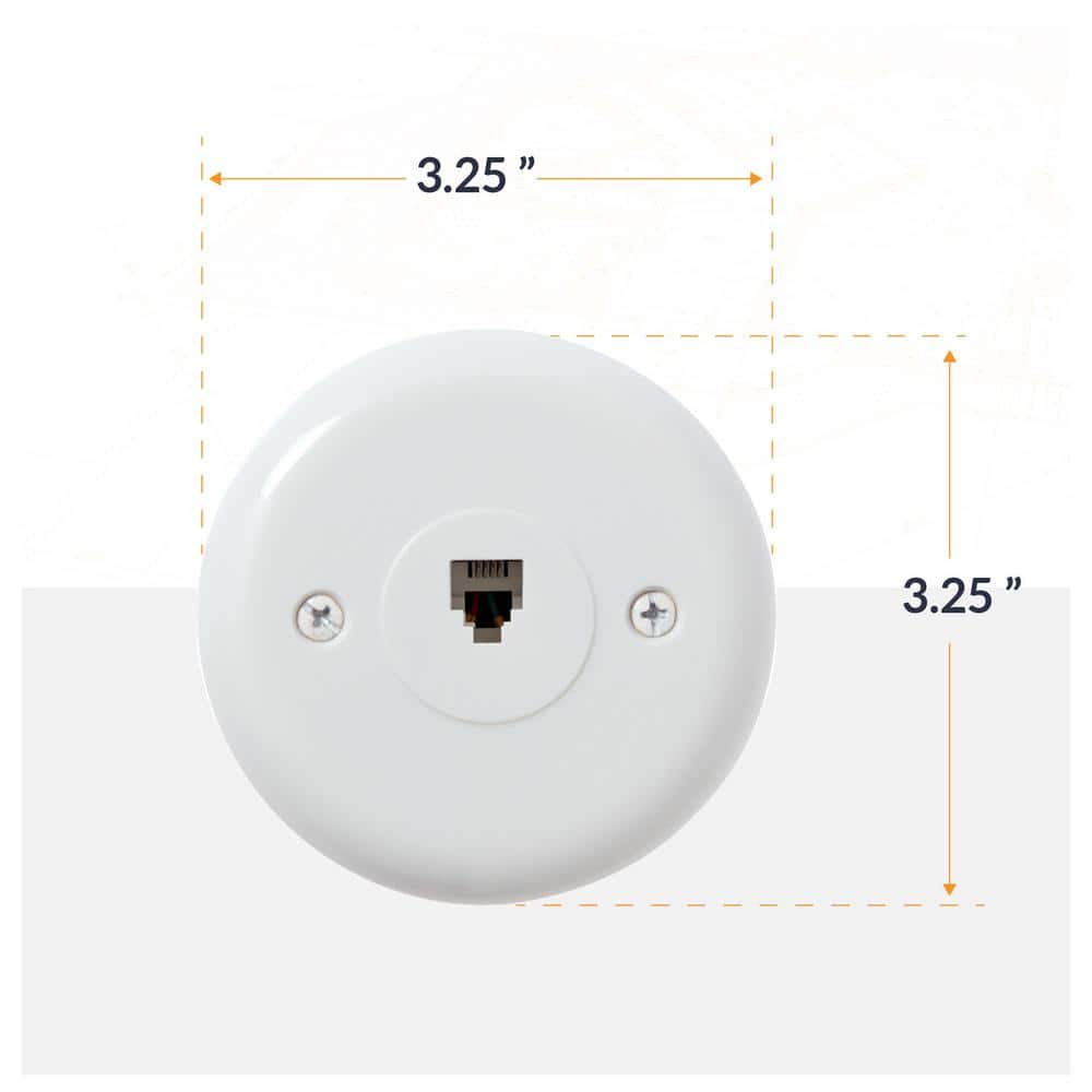 Newhouse Hardware White 1-Gang Round Telephone Data Jack Wall Plate, 6P4C, for RJ11 telephone cables, Single Port (5-Pack) (3)
