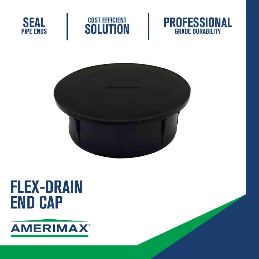 Amerimax Home Products FLEX Drain 4 in. Black Copolymer End Cap (3)