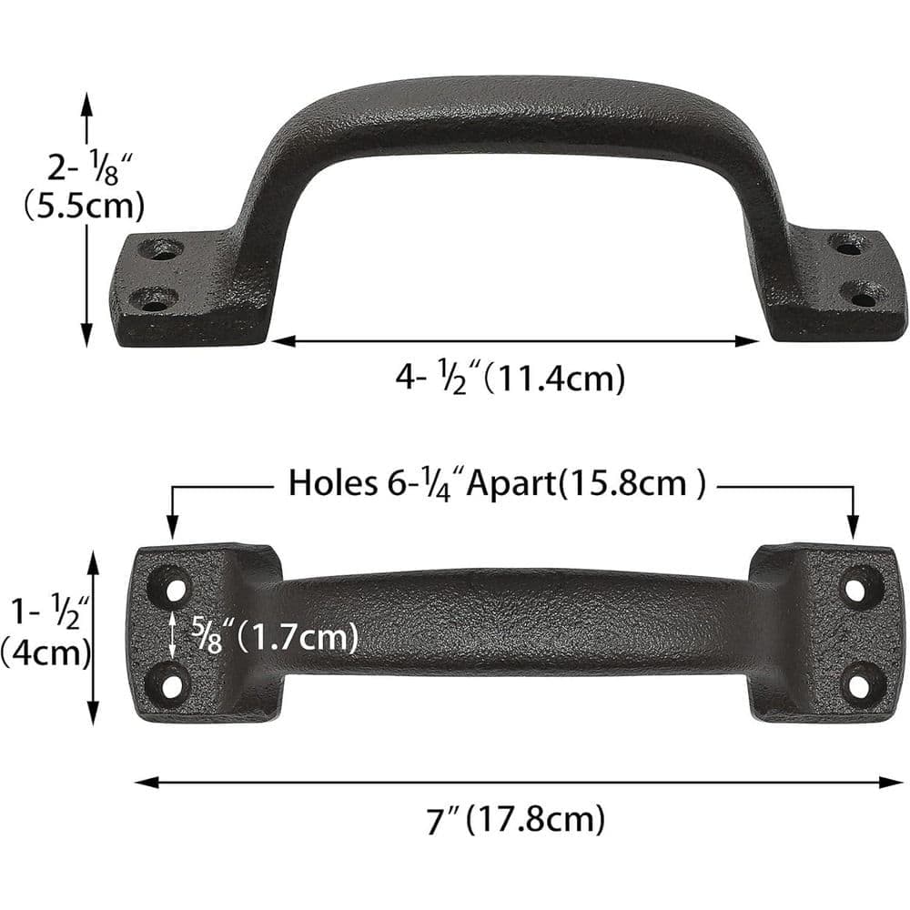 Unbranded 4-Pack Rustic Cast Iron Barn Door Handles 1.5 in. x 7 in. Sliding Door Pull Hardware for Wooden Fences Outdoor (2)