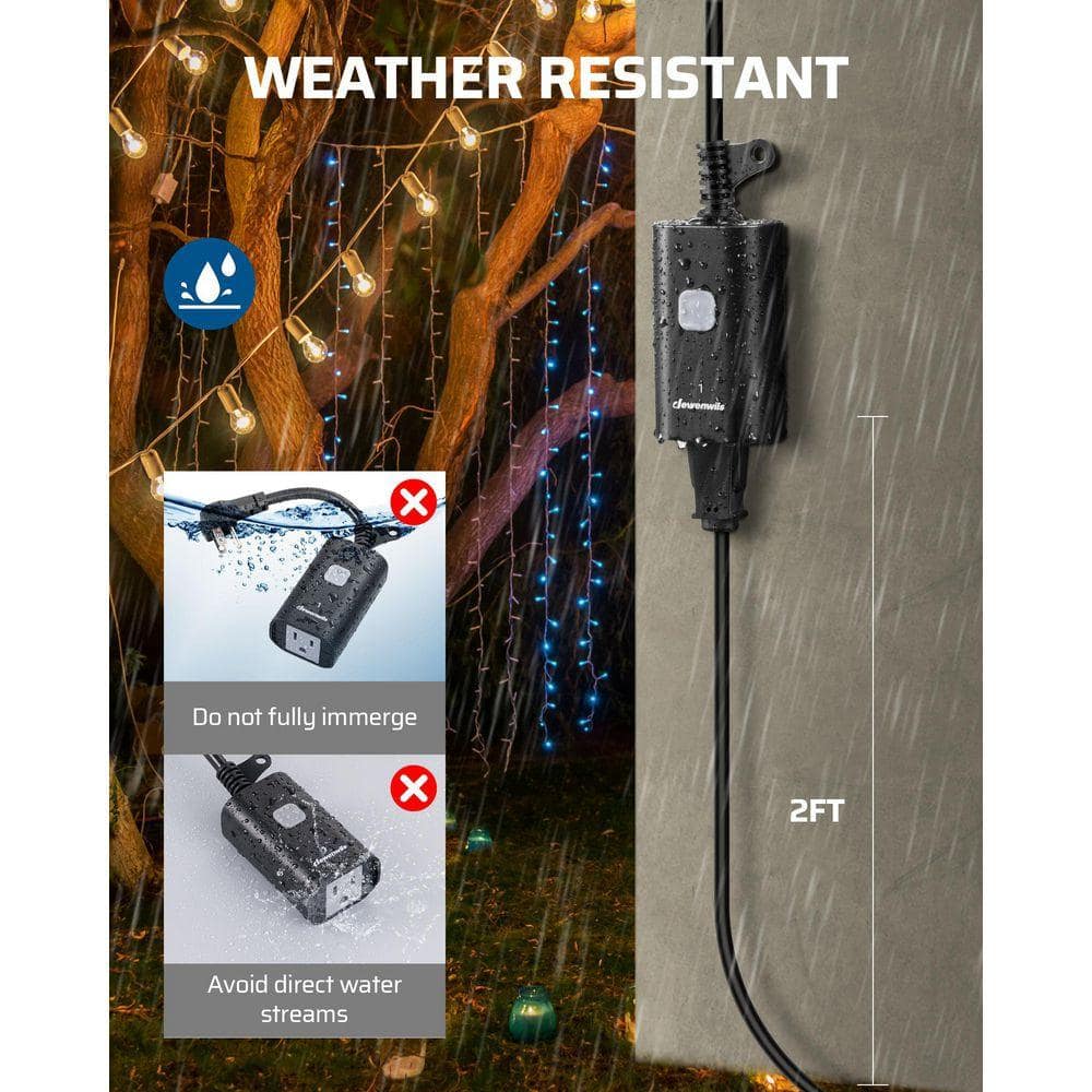 DEWENWILS 15 Amp Outdoor Wireless Remote Control Outlet and Switch, 1 Remote Outlets (3)