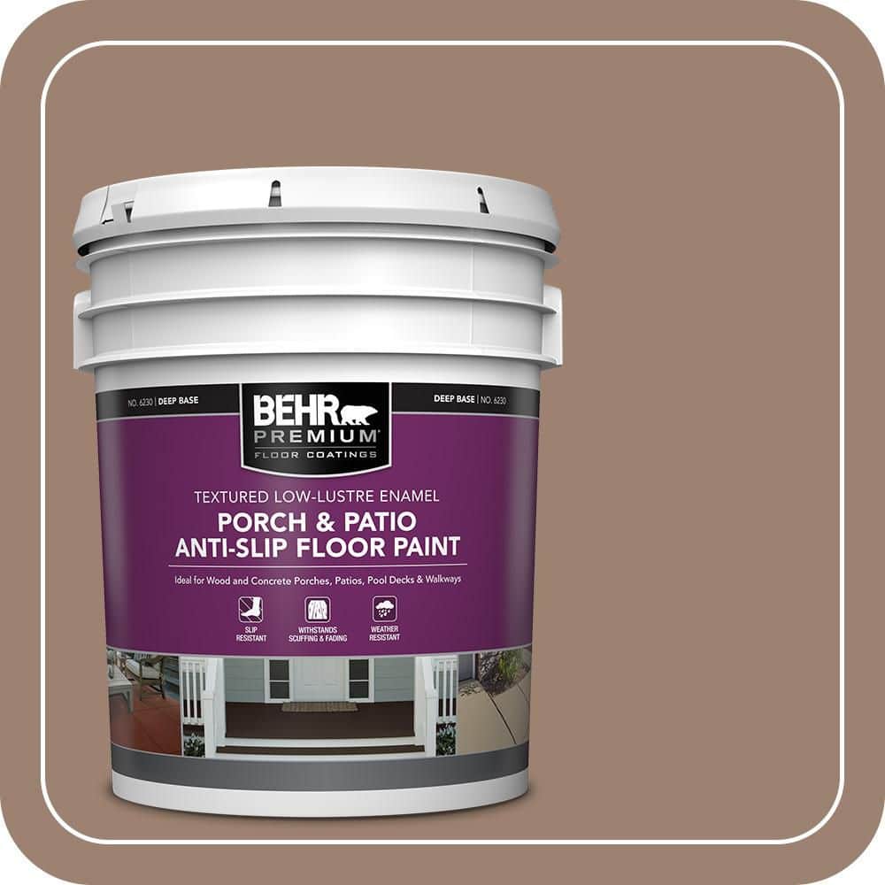 BEHR PREMIUM 5 gal. #AE-4 Pecan Brown Textured Low-Lustre Enamel Interior/Exterior Porch and Patio Anti-Slip Floor Paint