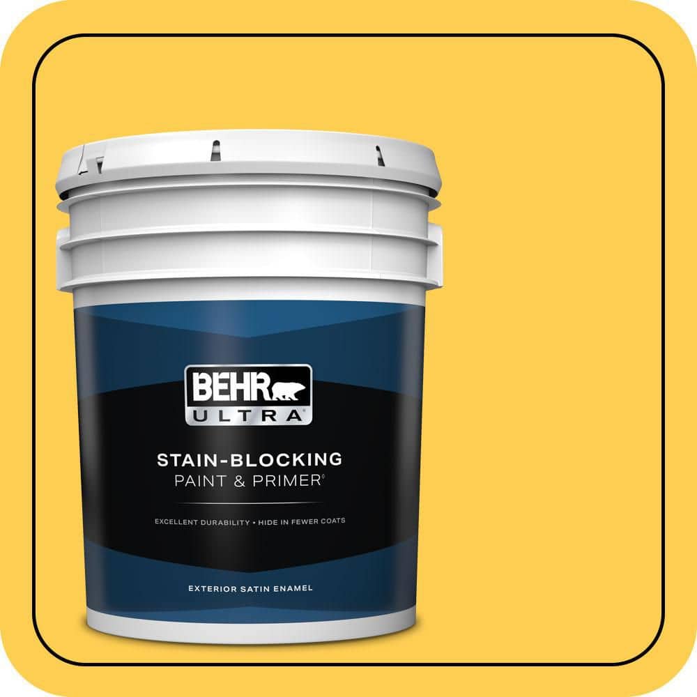 BEHR ULTRA 5 gal. #T16-05 Canary Diamond Satin Enamel Exterior Paint & Primer