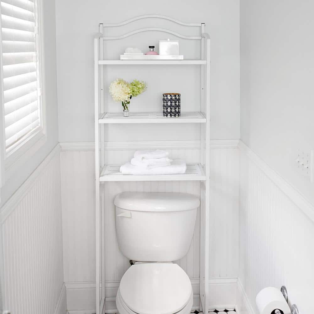 HOUSEHOLD ESSENTIALS 23.5 in. W x 65.5 in. H x 11 in. D White Over-the-Toilet Storage (2)