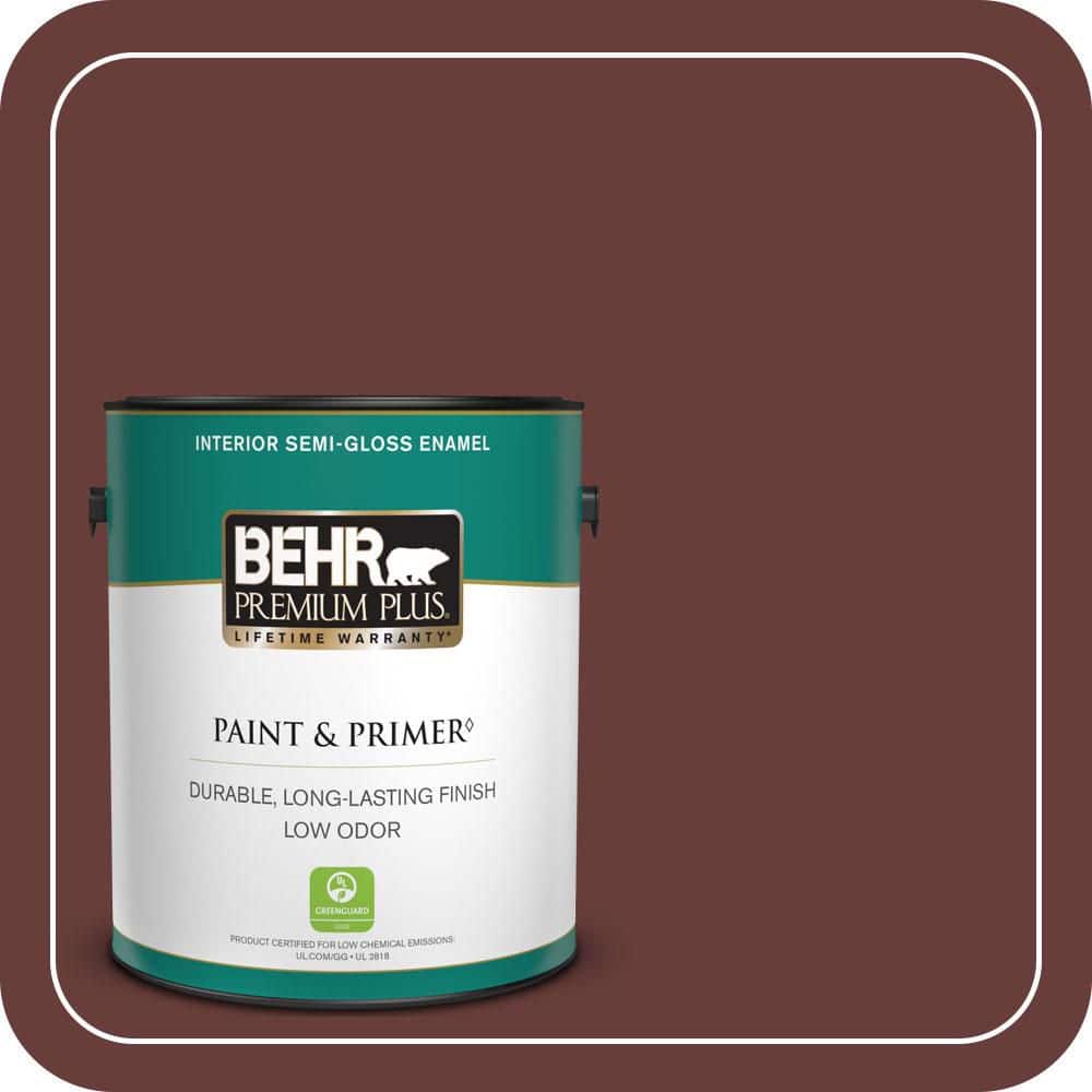BEHR PREMIUM PLUS 1 gal. #PPU2-01 Chipotle Paste Semi-Gloss Enamel Low Odor Interior Paint & Primer